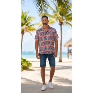 Cactus Man Ricky Singh Shirt SZ S Men's Floral Hawaiian Button Up Short Sleeve